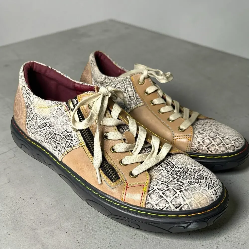L’Artiste Spring Step Danli Cosmic Leather Sneaker Shoes EU 42 US 10.5 Embossed - Picture 1 of 11